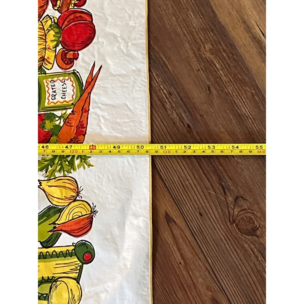 Vintage Vinyl Tablecloth Kitchen Garden Mushroom Vegetable Print Square 50x50